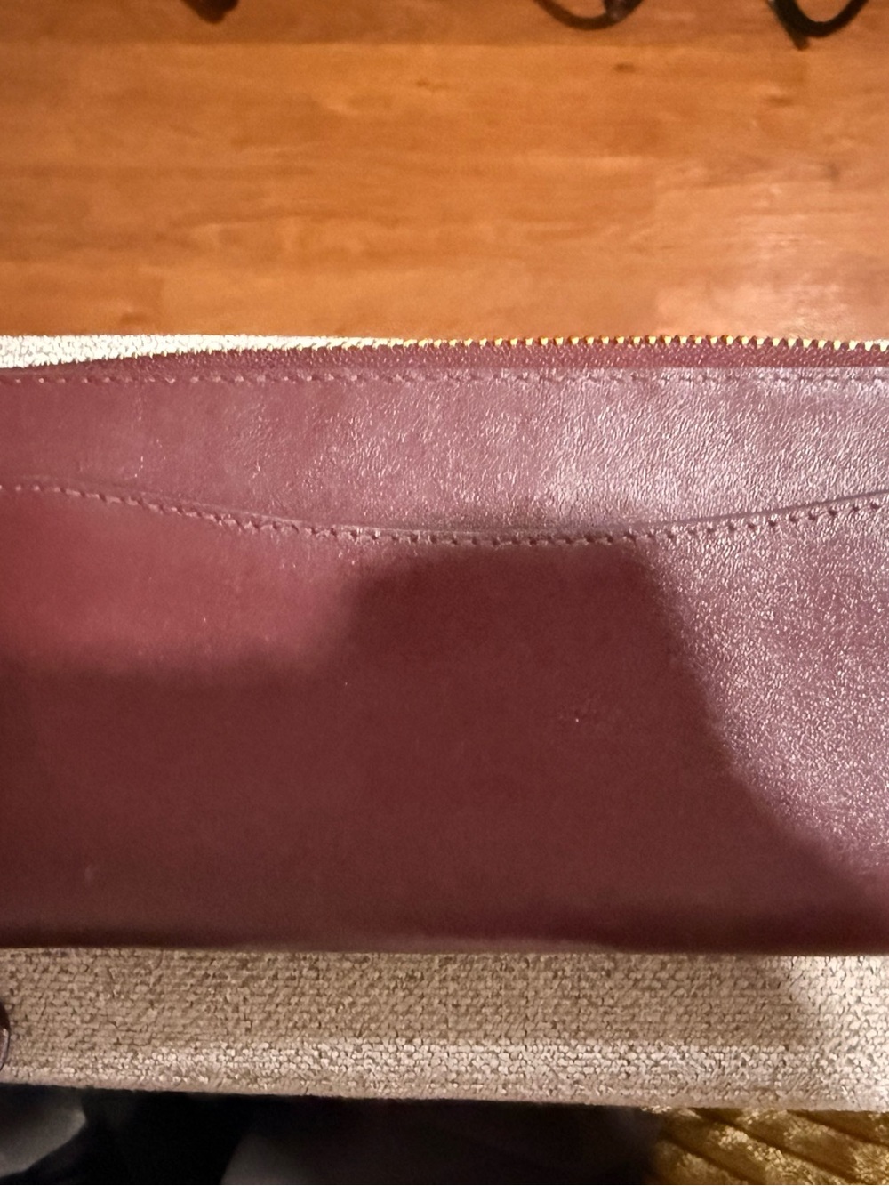 Coach Burgundy Accordion Zip Wallet with Gold Accent - Picture 6 of 7